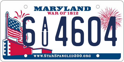 MD license plate 6AU4604