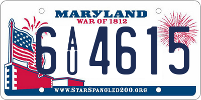 MD license plate 6AU4615