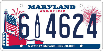 MD license plate 6AU4624