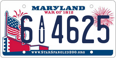 MD license plate 6AU4625