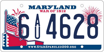 MD license plate 6AU4628