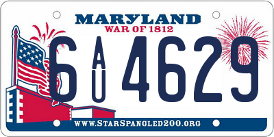 MD license plate 6AU4629