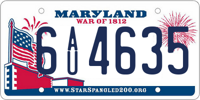 MD license plate 6AU4635