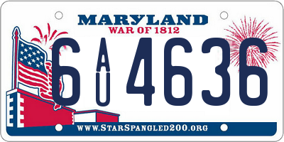 MD license plate 6AU4636