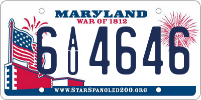MD license plate 6AU4646