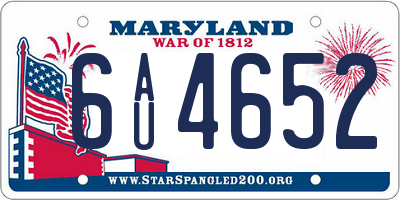 MD license plate 6AU4652