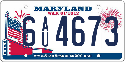 MD license plate 6AU4673