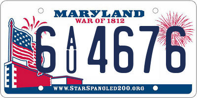 MD license plate 6AU4676