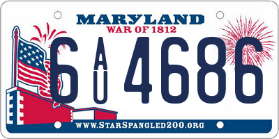 MD license plate 6AU4686