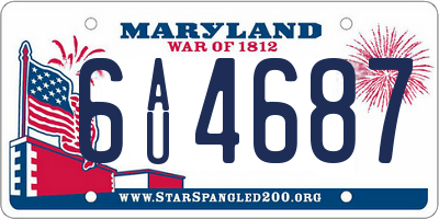 MD license plate 6AU4687
