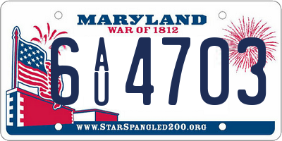 MD license plate 6AU4703