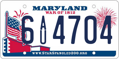 MD license plate 6AU4704