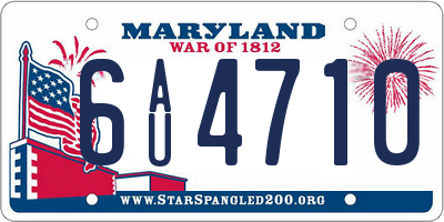 MD license plate 6AU4710