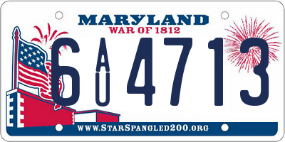 MD license plate 6AU4713
