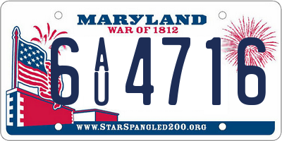 MD license plate 6AU4716