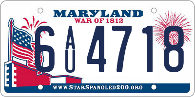 MD license plate 6AU4718