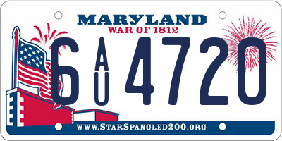 MD license plate 6AU4720