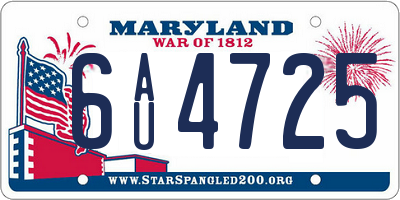 MD license plate 6AU4725