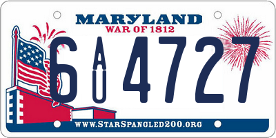 MD license plate 6AU4727