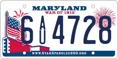 MD license plate 6AU4728