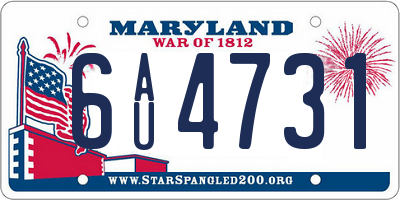 MD license plate 6AU4731