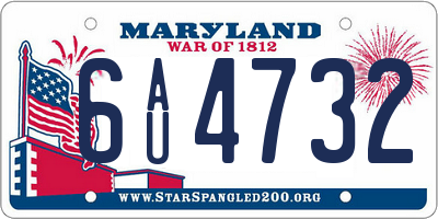 MD license plate 6AU4732