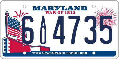 MD license plate 6AU4735
