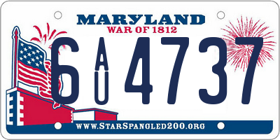 MD license plate 6AU4737