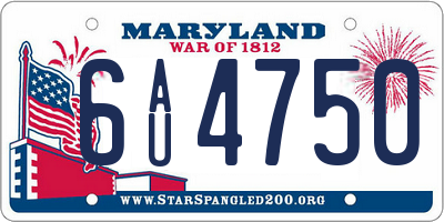 MD license plate 6AU4750