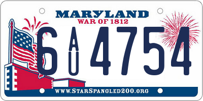 MD license plate 6AU4754