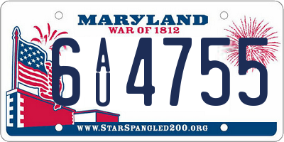 MD license plate 6AU4755