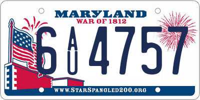MD license plate 6AU4757