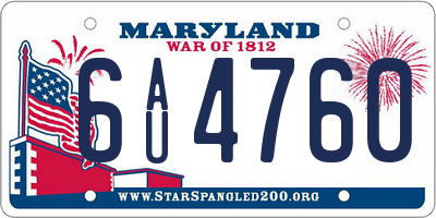 MD license plate 6AU4760