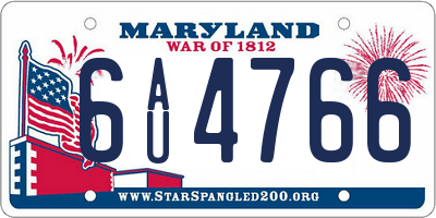 MD license plate 6AU4766