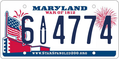 MD license plate 6AU4774