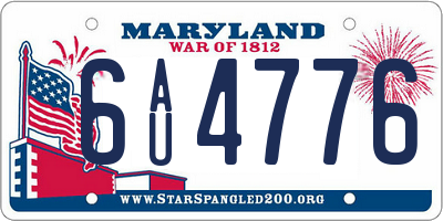 MD license plate 6AU4776