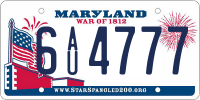 MD license plate 6AU4777
