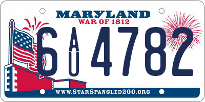 MD license plate 6AU4782
