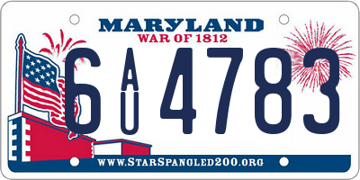 MD license plate 6AU4783