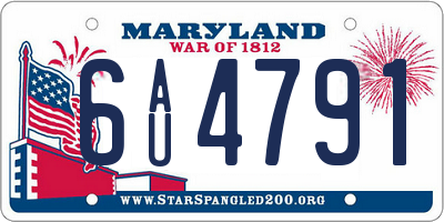 MD license plate 6AU4791