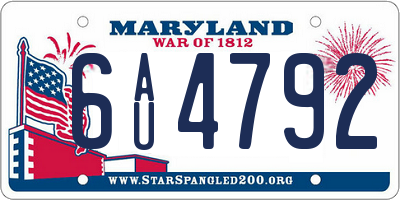 MD license plate 6AU4792