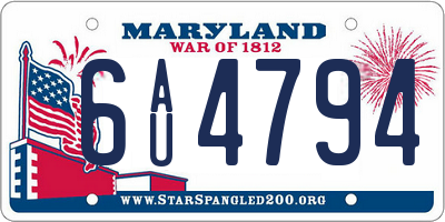 MD license plate 6AU4794