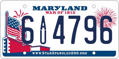 MD license plate 6AU4796