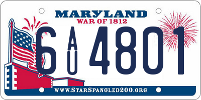 MD license plate 6AU4801