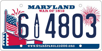 MD license plate 6AU4803