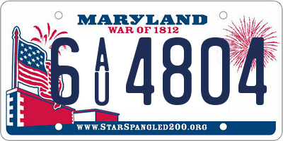 MD license plate 6AU4804