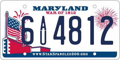 MD license plate 6AU4812