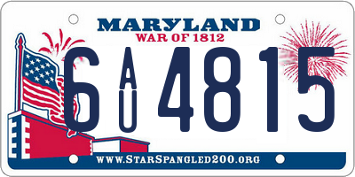 MD license plate 6AU4815