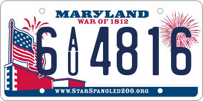 MD license plate 6AU4816
