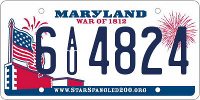MD license plate 6AU4824